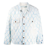 جاكيت جينز كلاسيكي من Off-White Fence بقصّة فضفاضة، أزرق فاتح OMYE051S203860307131