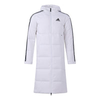 معطف adidas 3ST طويل للرياضات الخارجية بغطاء للرأس وبطانة دافئة باللون الأبيض H20762