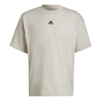 Men's adidas Small Logo Printing Solid Color Round Neck Short Sleeve Gray T-Shirt H65780