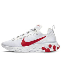 حذاء Nike React Element 55 باللون الأبيض والأحمر الجامعي BQ6167-102