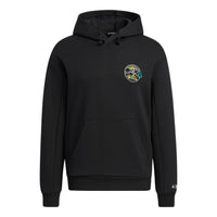 تيشيرت رياضي adidas Gfx بغطاء رأس وجيب كنغر وطبعة تجريدية وأكمام طويلة باللون الأسود HN2018
