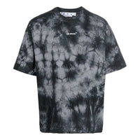 Men's Off-White FW22 Tie Dye Logo Printing Round Neck Short Sleeve Loose Fit Gray T-Shirt OMAA120F22JER0090701