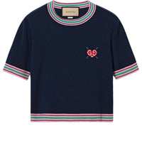 (WMNS) Gucci Fine Knit Sweater With Embroidery 'Navy' 782254-XKD0I-4215