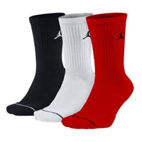 جوارب رياضية مطرزة بلون سادة من Air Jordan للجنسين، 3 أزواج، أسود + أحمر + أبيض، SX5545-011