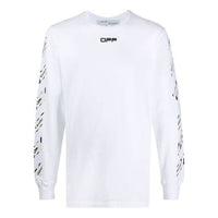 تي شيرت رجالي أبيض بأكمام طويلة وحزام مطاطي من Off-White FW21 بقصّة ضيقة OMAB001S201850030188