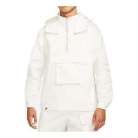 جاكيت رياضي بغطاء رأس وسحاب نصفي من Nike Sportswear باللون الأبيض DD6495-133