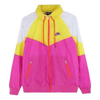 جاكيت Nike Sports Windproof Colorblock Hooded Jacket أصفر بنفسجي AR2210-623