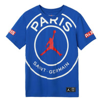 تيشيرت Air Jordan SS20 As J Psg Logo من Paris Saint-Germain بأكمام قصيرة للرجال باللون الأزرق BQ8385-480