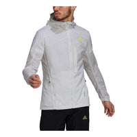 adidas Marathon Jkt Running Sports Hooded Jacket For Men White HA0251