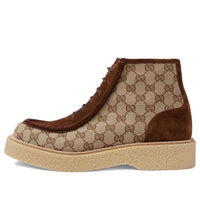 Gucci GG Canvas Suede Lace-up ankle boot 'Brown' 762197-FACJX-9742