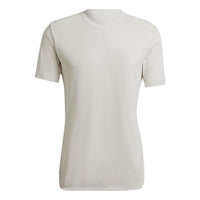 Men's adidas Solid Color Back Round Neck Sports Short Sleeve White T-Shirt HJ9775