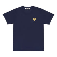 (WMNS) تي شيرت COMME des GARCONS PLAY الأساسي شعار ذهبي "كحلي" AZ-T215-051-2