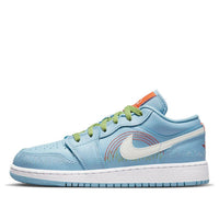 (GS) حذاء Air Jordan 1 Low SE "Blue Stitch" DO8227-400