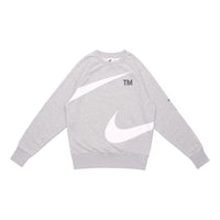 Men's Nike Swoosh Ft Crew Large Logo Printing Knit Round Neck Pullover Autumn Gray DD6097-063