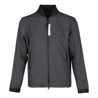 جاكيت Nike Athleisure الرياضي الكاجوال ذو الياقة الشبكية والمنسوج باللون الأسود AR1579-010