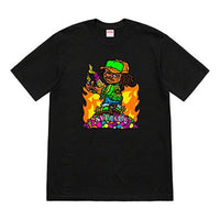 تيشيرت مولوتوف للأطفال من Supreme SS19 باللون الأسود بأكمام قصيرة للأولاد الصغار للجنسين SUP-SS19-720