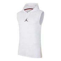 سترة Air Jordan Air Dri-Fit Back بغطاء رأس وطبعة أبجدية باللون الأبيض CW0373-100