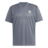 Men's adidas neo Bb Mesh Tee Alphabet Pattern Printing Pullover Short Sleeve Gray T-Shirt HM2045