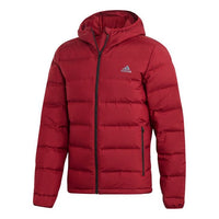 جاكيت adidas Helionic Ho Jkt Outdoor Slim Fit بغطاء رأس وغطاء للرأس أحمر نبيذي DZ1426
