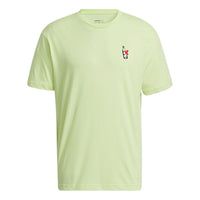تيشيرت adidas neo M July 2 مطبوع عليه شعار رياضي فضفاض برقبة دائرية وأكمام قصيرة باللون الأصفر HF0466