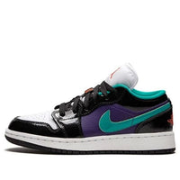 (GS) حذاء Air Jordan 1 Low "أسود وأخضر توربو" رقم 553560-035