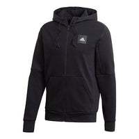 جاكيت رياضي محبوك بغطاء رأس من adidas Mhs Fz Sta باللون الأسود FR7158