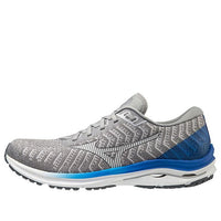 حذاء Mizuno Wave Rider 24 Waveknit باللون الرمادي والأزرق J1GC207501