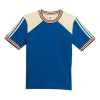 Men's adidas originals College Splicing Contrasting Colors Short Sleeve Navy Blue T-Shirt HC1652