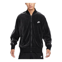 Nike Sportswear Club Velour Jacket Asia Sizing 'Black White' FB8232-010
