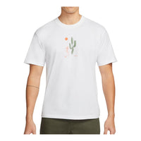 Men's Nike SB Funny Cactus Flower Pattern Printing Short Sleeve White T-Shirt DQ1861-100