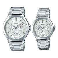 CASIO DRESS Series Business Waterproofes Couple Quartz Stainless Steel Strap Silver Analog MTP-V300D-7A&LTP-V300D-7A
