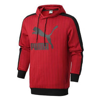 هودي PUMA Pinstripe Aop Pullover 'أحمر' 530179-50