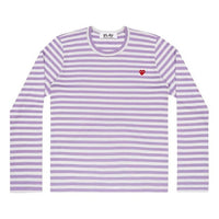(WMNS) COMME des GARCONS PLAY Striped Mini Logo Long Sleeves Tee 'Purple White' AZ-T217-051-4