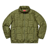 جاكيت Supreme Bonded Logo Puffy باللون الأخضر الزيتوني SUP-SS19-018