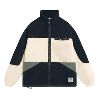 Li-Ning BadFive Graphic Color Block Polar Fleece Jacket 'Black Beige' AFDSA71-3