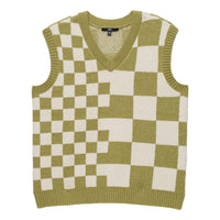 (WMNS) سترة Vans Courtyard Checker Sweater "Green White" VN000F6WBD4