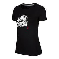 (WMNS) Air Jordan Alphabet Pattern Casual Sports Short Sleeve Black BV7484-010
