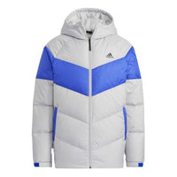 جاكيت adidas Outdoor Sports للرجال، بغطاء رأس وريشة من الأسفل، لون رمادي، H20791
