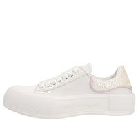 (WMNS) حذاء رياضي Alexander McQueen Deck باللون الأبيض الوردي اللامع 702047WICEV8868