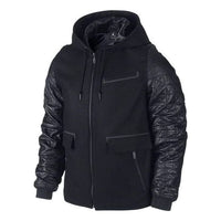 Air Jordan XI Leather Letterman Jacket 'Black' 637482-010