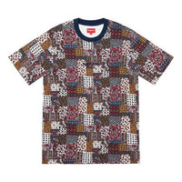 توب Supreme SS19 Patchwork Paisley S/S بأكمام قصيرة للجنسين أزرق داكن SUP-SS19-10568