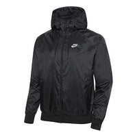 جاكيت Nike Sports المزود بسحاب وغطاء للرأس ومقاوم للرياح باللون الأسود DA0001-010