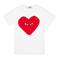 تيشيرت COMME des GARCONS PLAY بشعار أحمر وعيون صغيرة "أبيض" AZ-T220-051-1