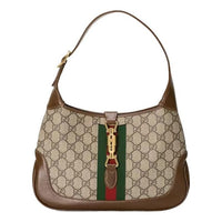 (WMNS) حقيبة كتف مفردة صغيرة من سلسلة Gucci Jackie 1961، بشريط أحمر وأخضر مخطط، 636706-HUHHG-8565