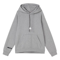 Men's adidas Solid Color Logo Hooded Loose Long Sleeves Gray HN1950