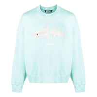 سترة Palm Angels Split Shark Crew "أزرق أبيض" PMBA026S23FLE0054001