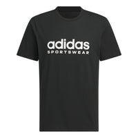 adidas Big Linear Logo T-shirt Asia Sizing 'Black White' JI9069