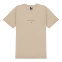 New Balance Logo Embroidered Knit Sports Round Neck Short Sleeve Light Grey T-Shirt AMT21548-PEB