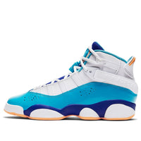 (GS) حذاء Air Jordan 6 Rings باللون الأبيض والأزرق والبرتقالي 323399-105