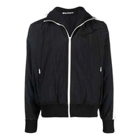 جاكيت رياضي من النايلون من Palm Angels باللون الأسود والأبيض PMBD030C99FAB0011001